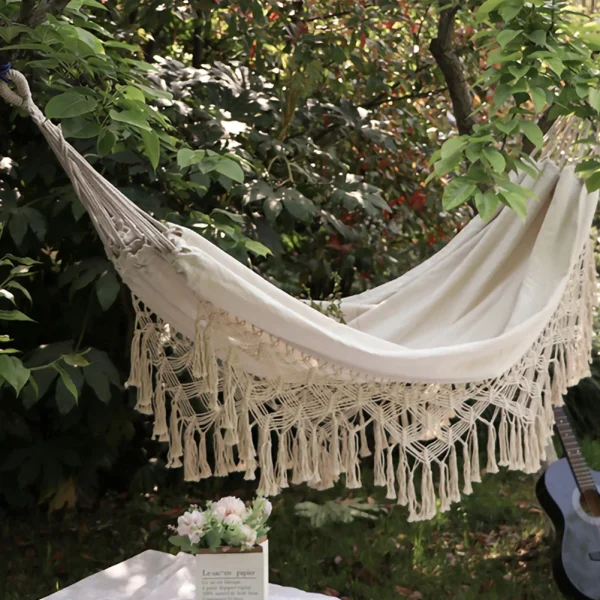 Large 2 Person Hammock Boho Style Brazilian Macrame Fringed Deluxe Double Hammock Net Swing Chair Indoor Hanging Swing delivery - Image 23