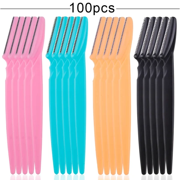 100PCS Eyebrow Shaper Portable Shaver Eye Brow Trimmer Shaping Scissors Cutter Woman Face Blade Shaper Hair Remover Makeup Tool - Image 10