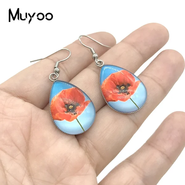 2023 New Geometric Stripes Line Patterns Tear drop Earring Fish hook Earrings Glass Cabochon Jewelry Handmade Items - Image 6