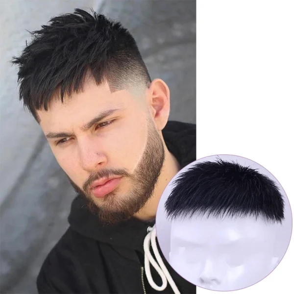 DIANQI Synthetic Natural Color Real Clip Wig For Men Breathable Hair net Base With Bangs Clip In Hair pieces