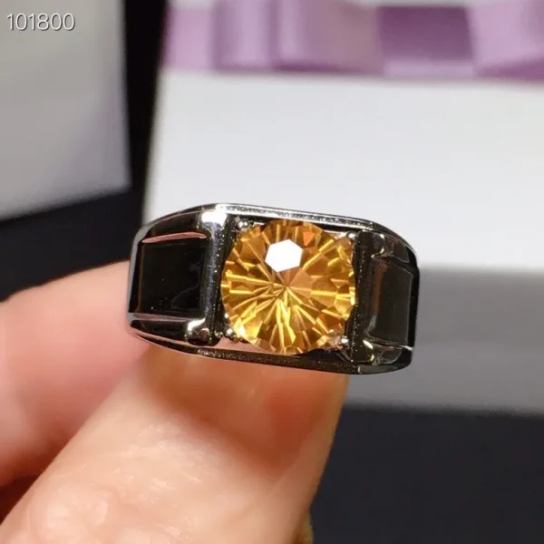 Classic Man Gemstone Ring for Daily Wear 8mm Natural VVS Grade Citrine Ring for Man Fashion 925 Silver Man Jewelry - Image 2