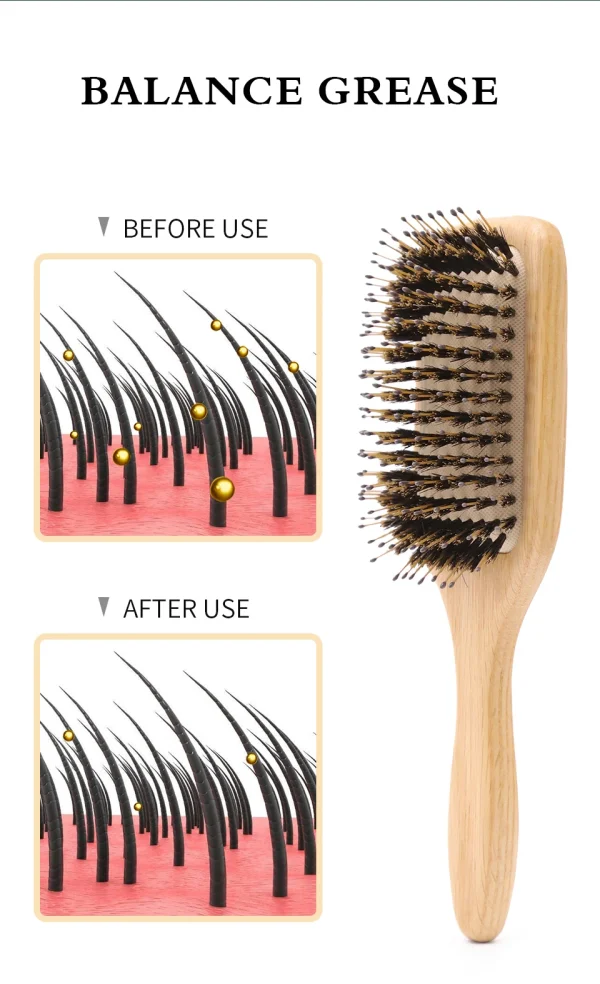 Boar Bristle HairBrush Wood Hair Brush Peine OAK Wood Combs for Women Barber Beauty Care Paddle Scalp Massage Brush - Image 26