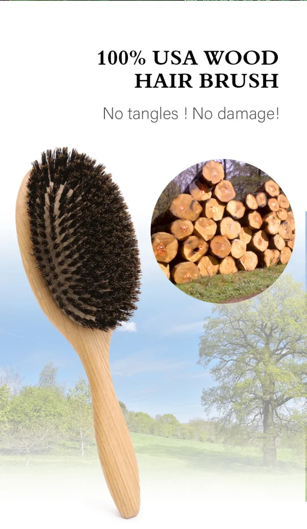 Boar Bristle HairBrush Wood Hair Brush Peine OAK Wood Combs for Women Barber Beauty Care Paddle Scalp Massage Brush - Image 24