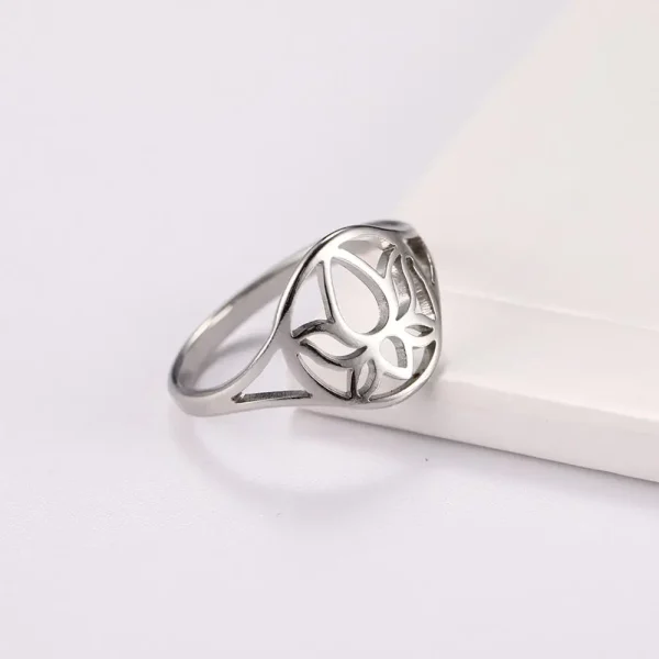 Skyrim Stainless Steel Lotus Flower Rings for Women Vintage Finger Ring Jewelry Female Wedding Engagement Gift Wholesale 2025 - Image 18