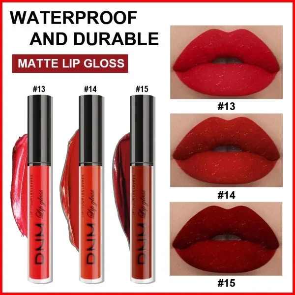 3 Colors/set Matte Velvet Lip Gloss Non-Stick Cup Waterproof Long-lasting Liquid Lipstick Cosmetic Keep 24 Hours Fashion Makeup