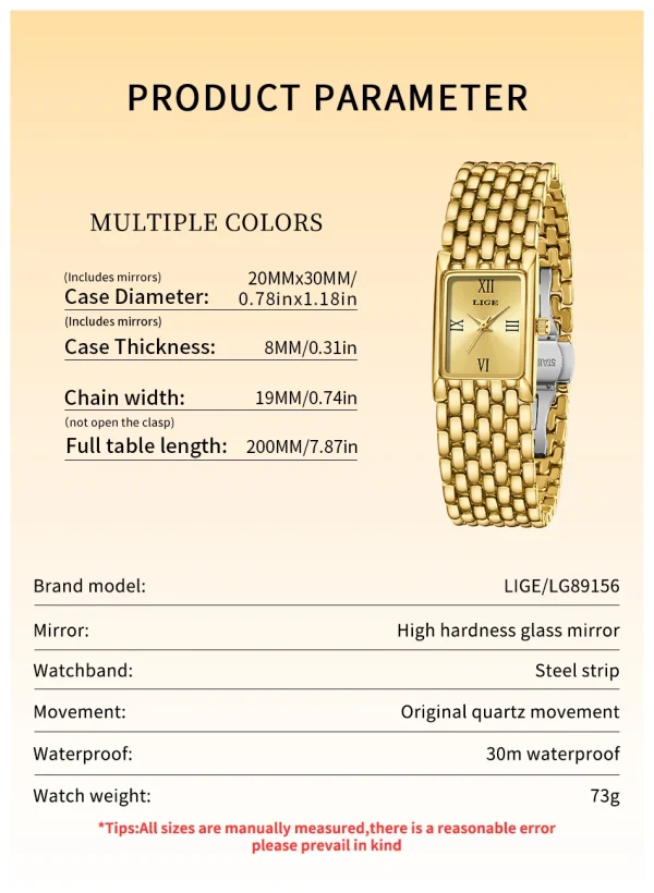 LIGE 2025 New Gold Women's Watch Luxury Quartz Watch Stainless Steel Bracelet Retro Fashion 30M Waterproof Watch for Women reloj - Image 19