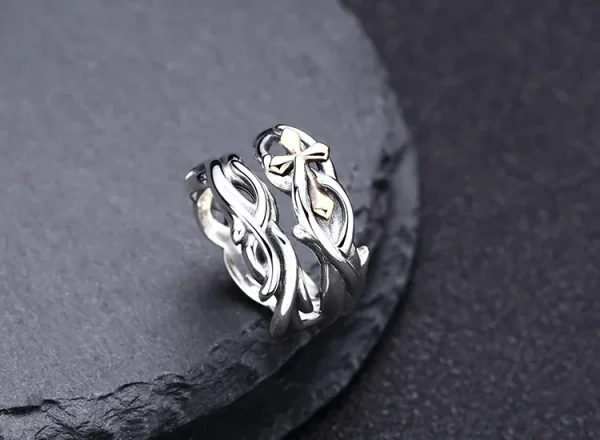 Wholesale 925 sterling silver cross ring for men and women live ring vine thai silver retro distressed personalized jewelry - Image 11