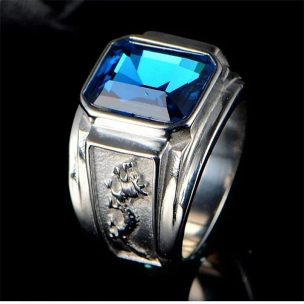 Fashion Zodiac Dragon Ring For Men Jewelry Trendy S925 Ring Male Crystal Suqare Finger Accessories Gift For Boyfriend