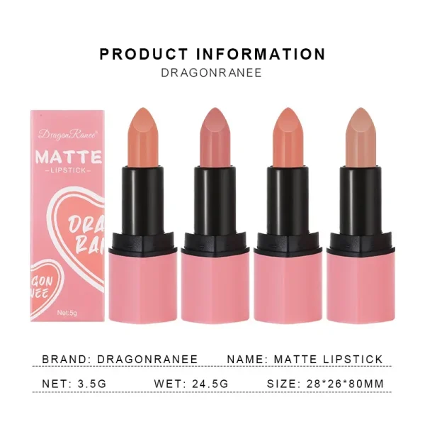 Cute Love Heart Lipstick Velvet Matte Nude Lipstick Pink Red Waterproof Lasting Lipsticks Stain Lip Balm Set Lip Tint Makeup - Image 14