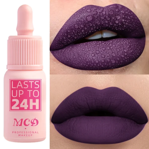 Velvet Lip Glaze Liquid Lipstick Cream Women's Makeup product Nude Matte Purple Pigment Waterproof Long Lasting Lip Tint Paste - Image 2