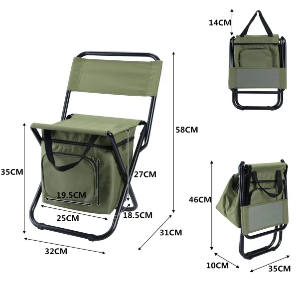 Outdoor Folding Chair 200kg Large Weight Bearing Leisure Camp Ice Pack Chair with Storage Bag Backrest Insulation Fishing Chair - Image 2