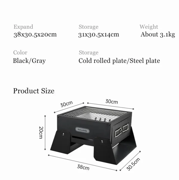 Naturehike Outdoor Camping Tabletop Grill Portable Folding Bbq Stove Travel Picnic Charcoal BBQ Stove Travel Cook Box Grill - Image 19