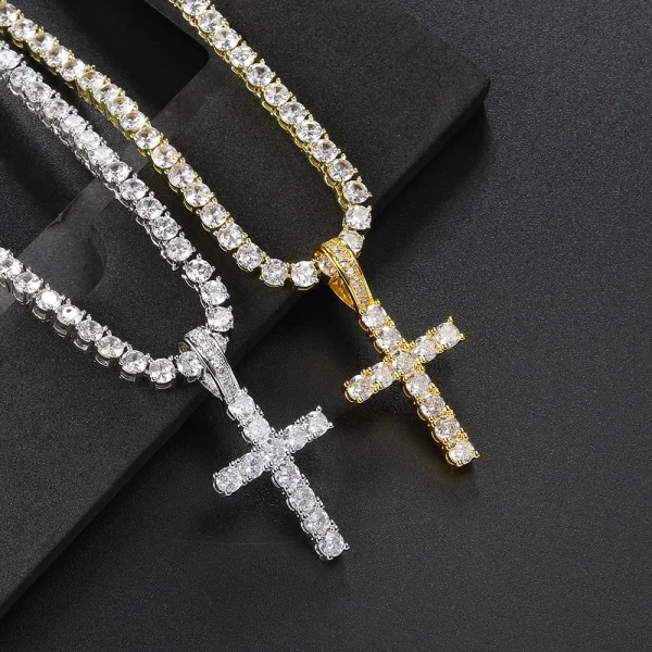 Hip Hop Iced Out Tennis Cross Pendant Necklace for Men Steampunk Gold Plated CZ Chain on Neck Luxury Design Jewelry S-OHP003 - Image 16