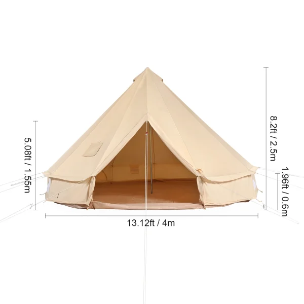 VEVOR Canvas Bell Tent 4 Seasons Canvas Tent for Camping with Stove Jack Breathable Tent Family Camping Outdoor Hunting Party - Image 8