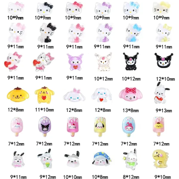 Sanrio Nail Charms Hello Kitty Design Nail Art Diy Mini Rhinestones Flatback Charms Crafts Stones for Manicure Nail Charms 70PCS - Image 6