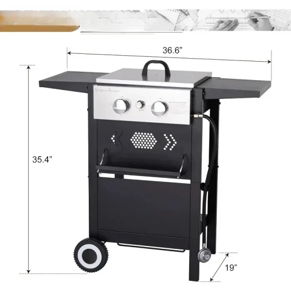 Flat Top Gas Griddle Grill with Lid 3-Burner Propane BBQ Grill Outdoor Cooking Station, Can Be Converted Into Table Top Griddle - Image 7