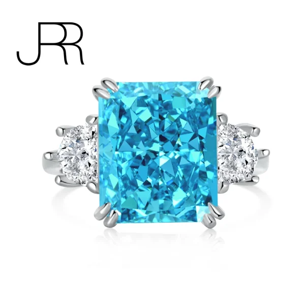 JRR Eternal Shine 925 Sterling Silver Blue Radiant High Carbon Diamond Wedding Mixture Fine Ring Jewelry For Girls Free Shipping - Image 12