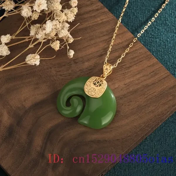 Green Jade Elephant Pendant Gemstone Amulet Chalcedony Chinese Women Gifts Natural 925 Silver Charm Necklace Jewelry Fashion - Image 4