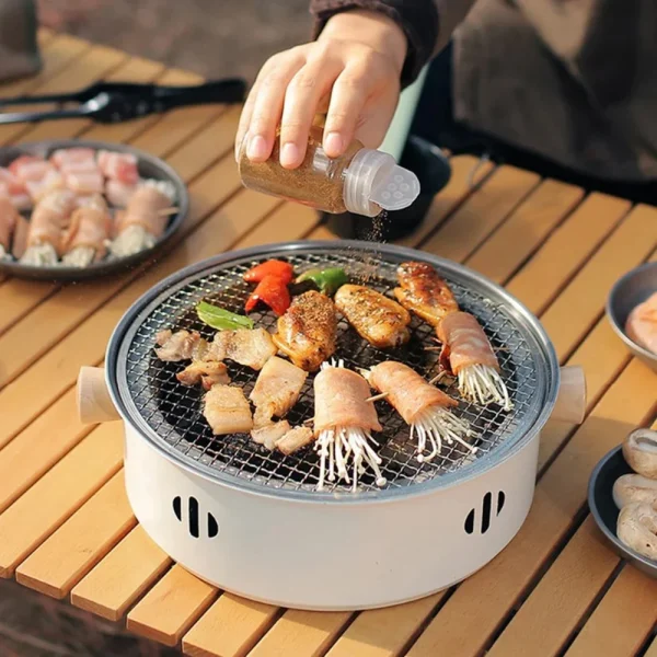 Oven Grill Charcoal Stove Set Stainless Steel Split BBQ Stove Round Non-Stick Barbecue Rack For Outdoor Camping Portable Picnic - Image 12