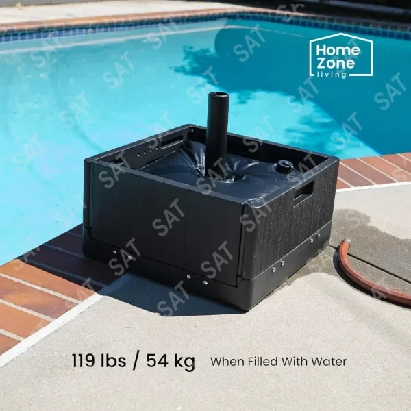 119lbs 21" Square Heavy Duty Planter Umbrella Base w/Rolling Wheels & Water Weight Bag for Patio Pool Backyard - Image 10