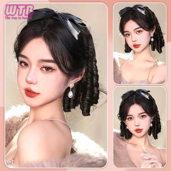 WTB Synthetic Wig Female Retro Hairstyle Roman Curly Wig Long Curly Hair Fake Ponytail Chignon Heat-resistant Wig - Image 6