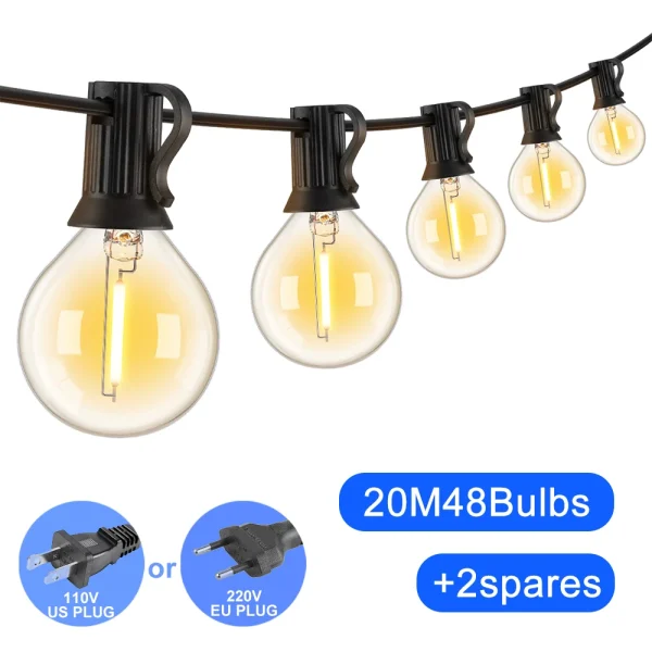 Globe Outdoor String Lights LED EU G40 Patio String Lights Dimmable Shatterproof Hanging Lights Patio Lights for Backyard Garden - Image 9