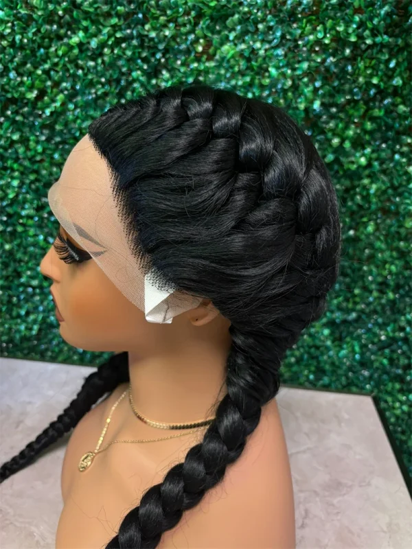 Braided Wigs Synthetic Lace Front Wig 360 Lace Cornrow Braided Wigs with Baby Hair Knotless 30 Inches Braid Wig for Black Women - Image 2