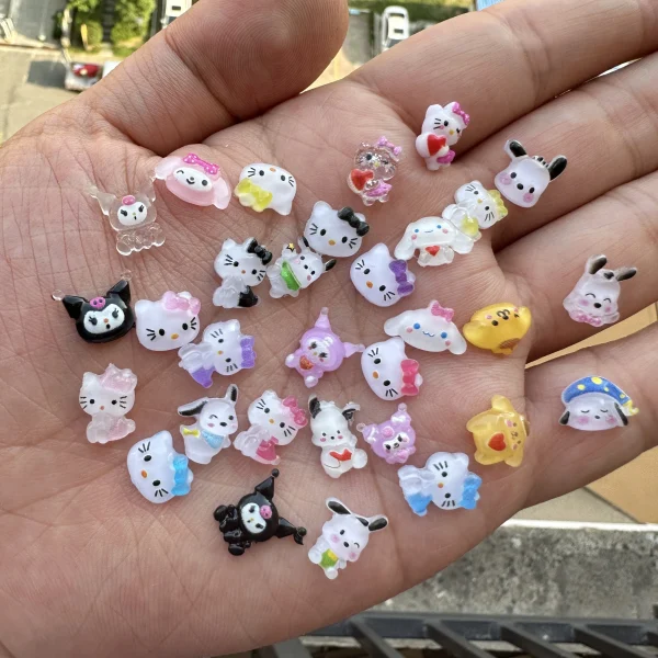 Sanrio Nail Charms Hello Kitty Design Nail Art Diy Mini Rhinestones Flatback Charms Crafts Stones for Manicure Nail Charms 70PCS - Image 5