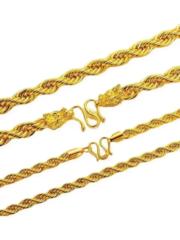 Mens 18K gold necklace faucet twisted chain AU750 gold chain men;s 60cm - Image 10