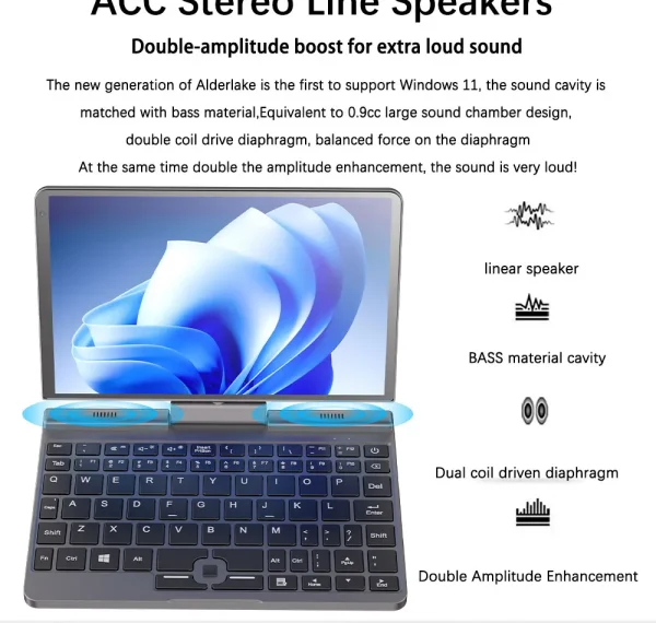 Pocket Laptop 12th Gen Mini Computer Intel Alder Lake N100 4 Core 8" Touch Screen 12G DDR5 Windows 11 Notebook Tablet PC 2 in 1 - Image 24