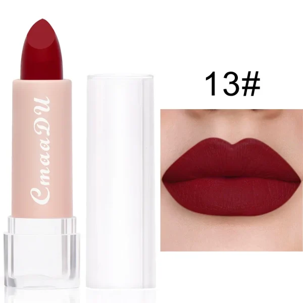 1PC Matte Nude Lipstick Waterproof Long Lasting Non-stick Cup Sexy Red Pink Velvet Lipsticks Women Makeup Cosmetic 15 Colors - Image 7