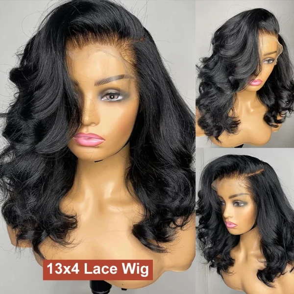 180 Density Short Bob Wigs Body Wave 13x4 Lace Front Wigs Brazilian Lace Frontal Synthetic Hair Wigs For Women Party Cosplay - Image 5