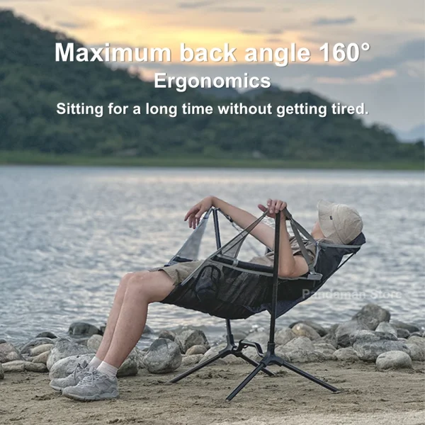 Portable outdoor camping swing rocking chair lightweight durable stable folding chair breath netting mesh seat cool summer chair - Image 5