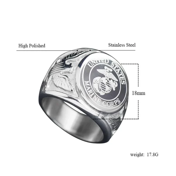 Stainless Steel Men Punk Rock Military USMC ARMY NAVY Rings Jewelry Size 7-13 - Image 8