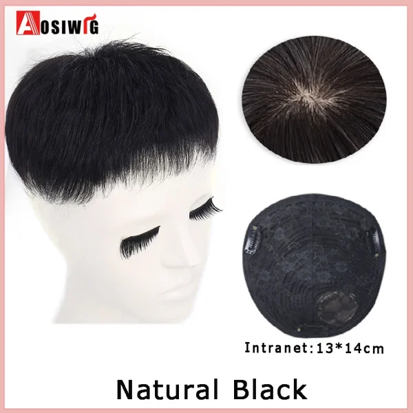 AOSI Synthetic Natural Fake Hairpiece for Men Natural Invisible Topper Closure Hairpiece Suitable For Cover White Hair Loss Hair - Image 11