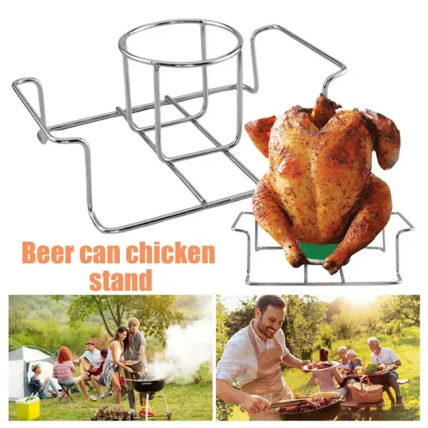 Chicken Roaster Rack Stainless Steel Vertical Rack Vertical Roaster Chicken Holder Barbecue Accessory For Prime Rib Ham Lamb - Image 3