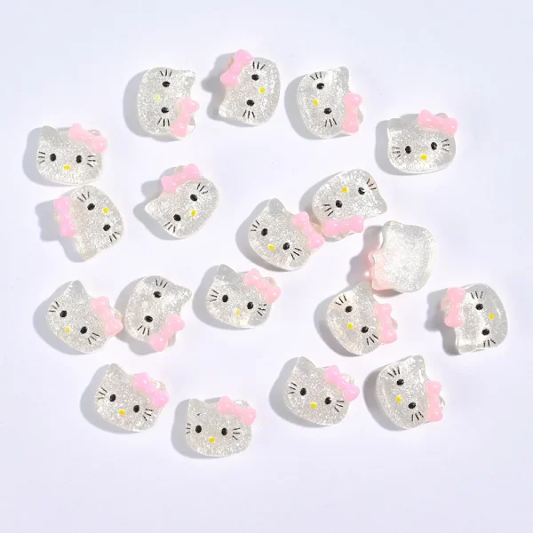 10/20Pcs Kawaii Sanrio Hello Kitty Nail Tips Charms Ornament Acrylic Diy Cartoon Phone Case Nail Accessory Cute Gift for Girl - Image 13