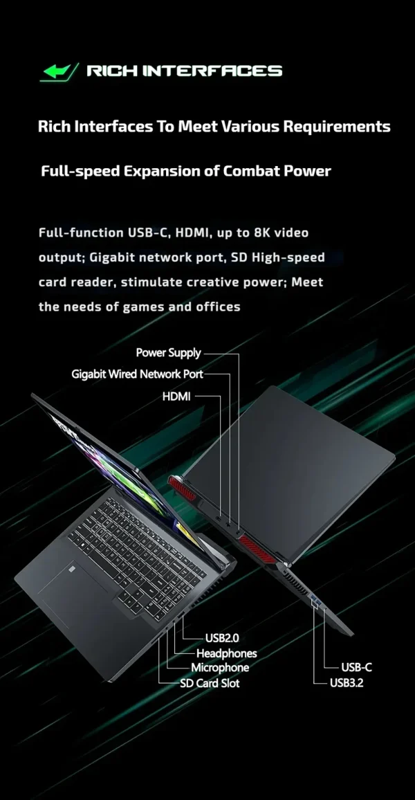 Topton New L8 Gaming Laptops i9 12900H i7 13620H NVIDIA RTX 4060 8G 16 inch 165Hz IPS Windows 11 NVMe Notebook Gamebook WiFi6 - Image 26