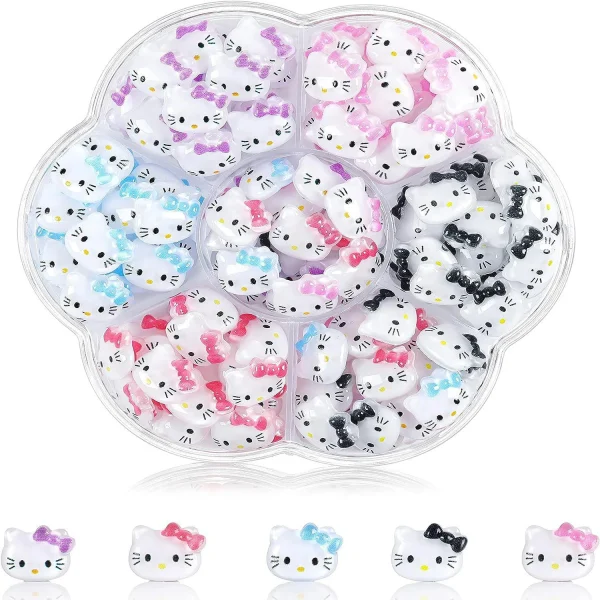 Sanrio Nail Charms Hello Kitty Design Nail Art Diy Mini Rhinestones Flatback Charms Crafts Stones for Manicure Nail Charms 70PCS - Image 30