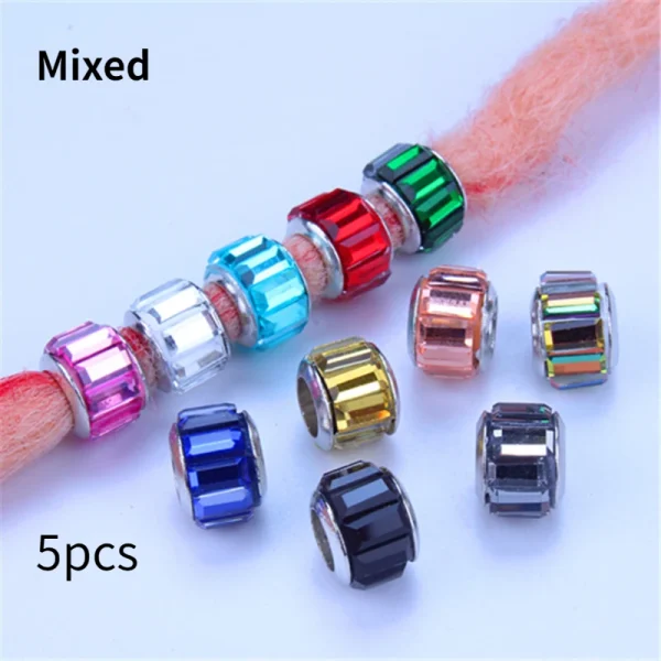 5pcs Shiny Rhinestone Hair Braid Dread Dreadlock Beads Clips Charms African Braids Cuffs Rings Hip Hop Style Clasps Accessories - Image 6