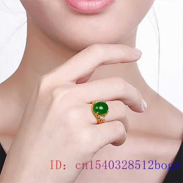 Green Jade Ring Charm 925 Silver Natural Fashion Zircon Gemstone Crystal Jewelry Chalcedony Amulet Men Gifts Women - Image 6