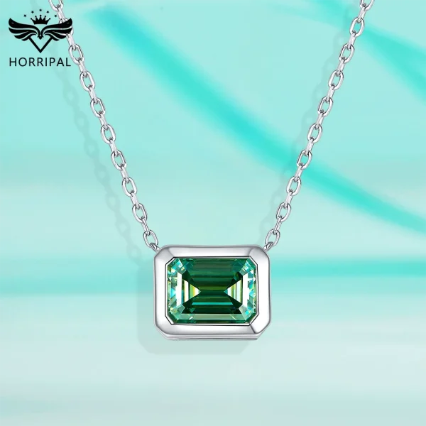 D VVS1 2CT Emerald Moissanite Pendant Necklace for Women Jewelry Plated 18K White Gold Sterling Silver Fashion Adjustable Chain - Image 15