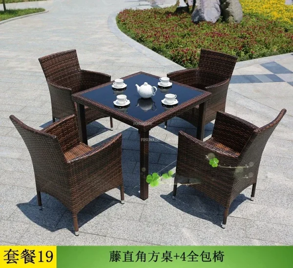 Nordic Rattan Garden Furniture Sets Household Patio Furniture Balcony Outdoor Furniture Leisure Table and Chair Three-piece Set - Image 13