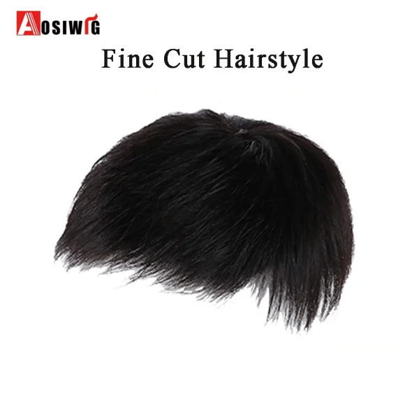 AOSI Men Fake Hair Synthetic Natural Topper Closure Hairpiece Head Top Replacement Block Suitable For Invisible Cover White Hair - Image 39