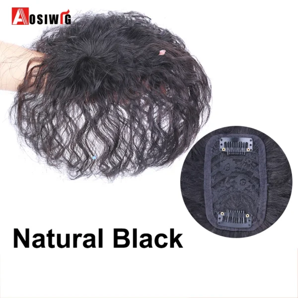 AOSI Synthetic Natural Fake Hairpiece for Men Natural Invisible Topper Closure Hairpiece Suitable For Cover White Hair Loss Hair - Image 21