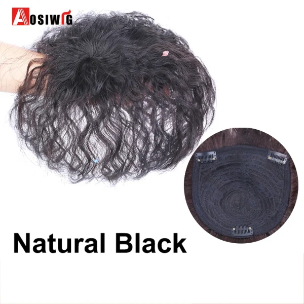 AOSI Synthetic Natural Fake Hairpiece for Men Natural Invisible Topper Closure Hairpiece Suitable For Cover White Hair Loss Hair - Image 30