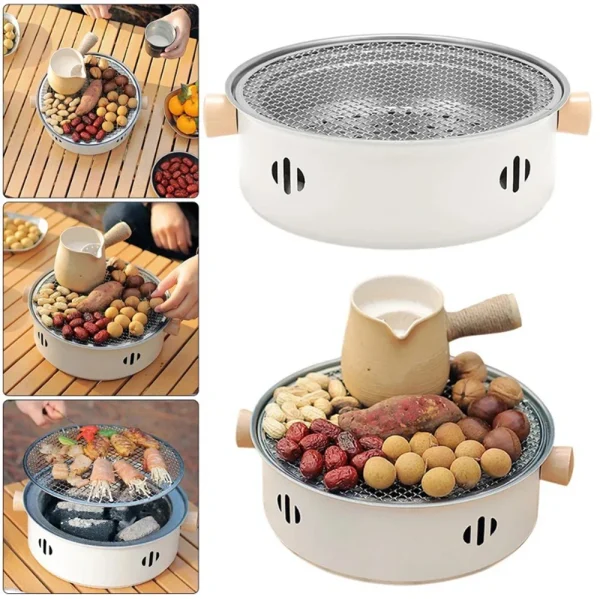 Oven Grill Charcoal Stove Set Stainless Steel Split BBQ Stove Round Non-Stick Barbecue Rack For Outdoor Camping Portable Picnic - Image 2