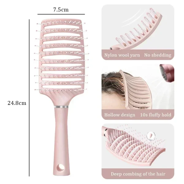 Detangling Hair Brush Hollow Scalp Massage Comb Hairdressing Wide Tooth Hair Comb Wet Curly Massage Brush Barber Styling Tools - Image 6