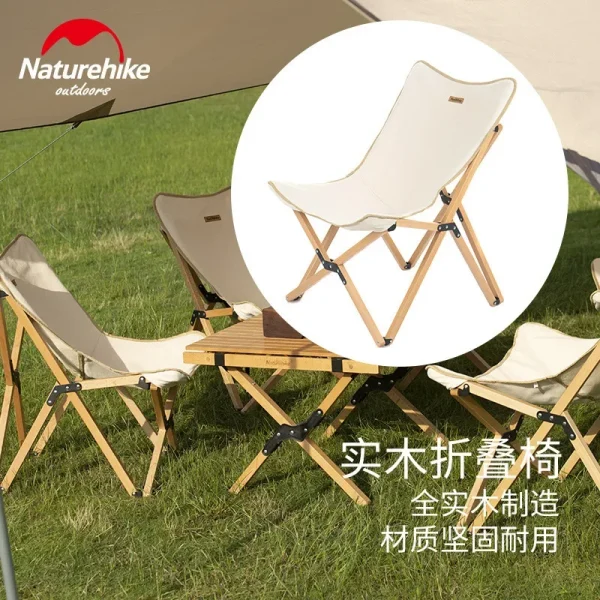 Naturehike-Folding Wooden Chair for Outdoor Camping, Portable Fishing Art Sketch, Small Bench Chair, NH19JJ008 - Image 2