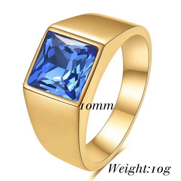 VQYSKO Big Square Cut Stone Signet Ring Exquisite Large Colour Quartz Cocktail Ring For Women Men Jewelry Party Gifts - Image 2